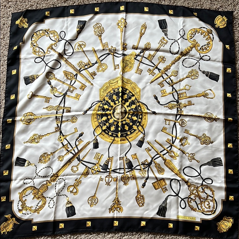 Hermes Les Cles Key Silk Scarf